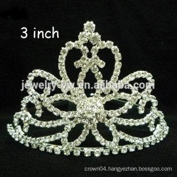 fashion metal silver plated crystal flower shape winter headband crown